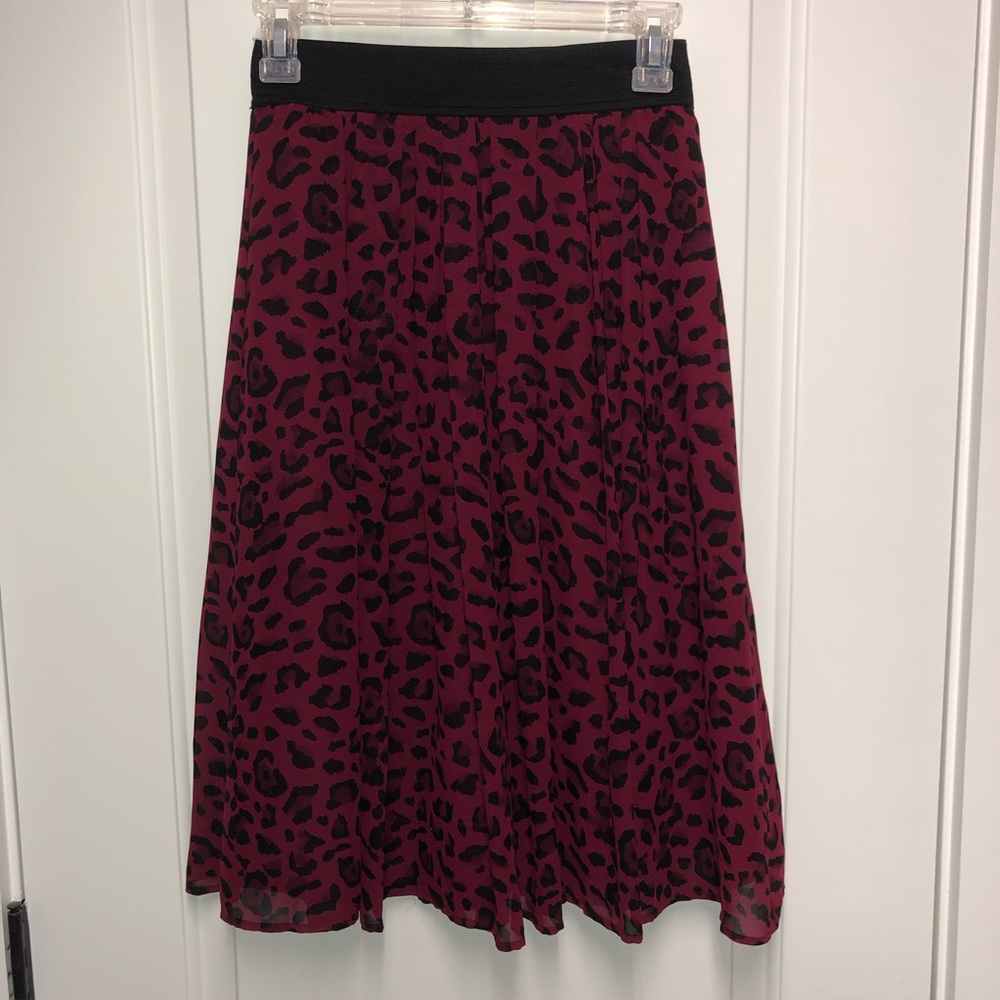 Red Leopard Midi Skirt